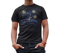 Starry Night Darth Vader Van Gogh Adult Men's Graphic Tee Apparel T-Shirt Black