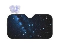 Starry Night Deep Outer Space -Print Reflective Windshield Sun Shade For Cars S Size - Heat Resistant Suction Cups, Universal Fit.