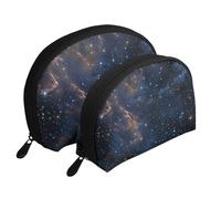 Starry Night Deep Outer Space Printed Makeup Bags 2-Piece Portable Shell Travel Toiletry Bag Cosmetic Organizer Bag for Women