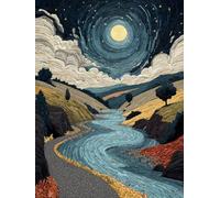 Starry Night Diamond Art, Landscape Diamond Painting 5D DIY Full Square Drill Crystal Art Cross Stitch Kits for Adults Beginner, Dimond Painting Pattern Design for Home Wall Decor 60x80cm -wyl2506A9