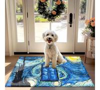 Starry Night Doctor Who TARDIS Door Mat - Non-Slip Absorbent Rug for Front Door, Hallway, Kitchen