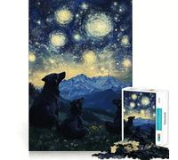 Starry Night Dogs 1000 Piece Jigsaw Puzzle for Adults Think Smart Toy Indoor Fun Smooth Cut Santa Wish Pick 38x52cm