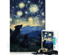 Starry Night Dogs 1000 Piece Jigsaw Puzzle for Teenagers Smart Toy Bonding Time Accurate Cut Art Collection Piece 38x26cm