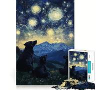 Starry Night Dogs Jigsaw Puzzles 1000 Pieces for Adults Boost Recall Relax Mind Accurate Edge Santa Wish List 50x75cm