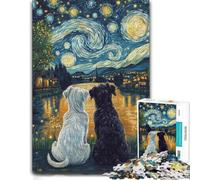Starry Night Dogs Wooden Jigsaw Puzzle for Adults, 300 Pieces | A focused indoor hobby - a simple way to organise the image at home.