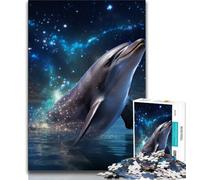Starry Night Dolphin 1000 Piece Jigsaw Puzzle for Adults Teens,Decompressing Intellectual Educational Toy Secret Santa Gifts (50x75cm)