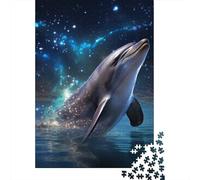 Starry Night Dolphin Paper Puzzles 1000 Piece Jigsaw Puzzles for Adults Educational Game Challenge Toy Christmas Eve Gifts 1000pcs (38x26cm)