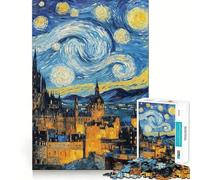 Starry Night Edinburgh Castle Scotland Cityscape Jigsaw Puzzles for Teenagers 1000 Piece Strong Logic Toy Stress Release Clear Edge Classic Gift 50x75cm