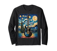 Starry Night Electric Guitar - Rock Music Meets Van Gogh Long Sleeve T-Shirt