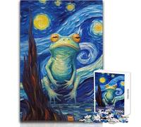 Starry Night Frog Painting Adults 1000 Pieces Puzzle Strategic Thinking Learning Game Ideal Meaningful Gift for Any Event Size 38x52cm