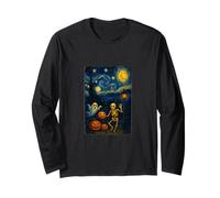 Starry Night Ghost Skeleton Spooky Halloween Costume Long Sleeve T-Shirt