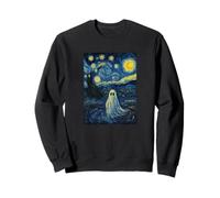 Starry Night Ghost Spooky Retro Halloween Artwork Sweatshirt