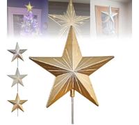 Starry Night Gingerbread Tree Topper - 5-Point Resin Star with Auto Timer, Battery Operated Dual-Sided Decor, Fits All Tree Sizes, Elegant Gift for Home Holiday Magic & Party Decor (Gold)