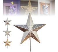 Starry Night Gingerbread Tree Topper 5 Point Resin Tree Top Star Christmas Tree Decorations with Auto Timer, Elegant Gift for Home Holiday Magic(Silver)