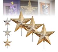 Starry Night Gingerbread Tree Topper - Whimsical Holiday Magic, 5-Point Resin Star with Auto Timer, Battery Operated Christmas Tree Decoration for Home Holiday Magic & Party, Home Gifts(3PCS-Gold)