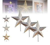 Starry Night Gingerbread Tree Topper - Whimsical Holiday Magic, 5-Point Resin Star with Auto Timer, Battery Operated Christmas Tree Decoration for Home Holiday Magic & Party, Home Gifts(3PCS-Silver)