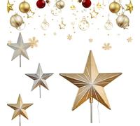 Starry Night Gingerbread Tree Topper Whimsical Holiday Magic, 5 Point Resin Tree Top Star with Auto Timer, Elegant Gift for Home Holiday Magic(Gold)