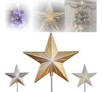 Starry Night Gingerbread Tree Topper Whimsical Holiday Magic Christmas Tree Decorations, with Auto Timer 5 Point Resin Tree Top Star, Holiday Magic(Gold)