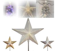 Starry Night Gingerbread Tree Topper Whimsical Holiday Magic Christmas Tree Decorations, with Auto Timer 5 Point Resin Tree Top Star, Holiday Magic(White)