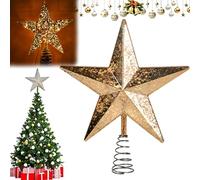 Starry Night Gingerbread Tree Topper - Whimsical Holiday Magic, Tree Top Star, Starry Night Christmas Trees Decoration, Battery Operated (Not Included, Required), For Home, Holiday Decor (Gold)