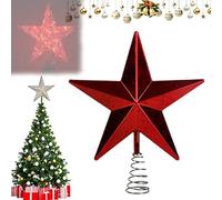 Starry Night Gingerbread Tree Topper - Whimsical Holiday Magic, Tree Top Star, Starry Night Christmas Trees Decoration, Battery Operated (Not Included, Required), For Home, Holiday Decor (Red)
