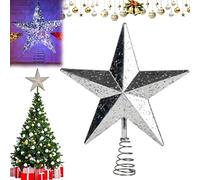 Starry Night Gingerbread Tree Topper - Whimsical Holiday Magic, Tree Top Star, Starry Night Christmas Trees Decoration, Battery Operated (Not Included, Required), For Home, Holiday Decor (Silver)