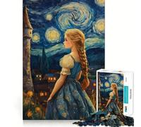 Starry Night Girl 1000 Pieces Jigsaw Puzzles for Teenagers Mind Skill Toy Leisure Fun Design Assembly Elegant Gift 38x52cm