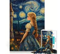 Starry Night Girl 1000 Teenager Pieces Jigsaw Puzzle Brain Challenge Toy Home Activity Clear Cut Heartfelt Gift 38x26cm