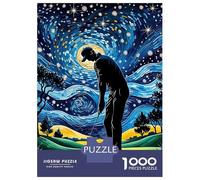Starry Night Golf Jigsaw Puzzle 1000 Piece Jigsaw Puzzle for Adults Relaxing Focus Home Decor Gift 52x38cm/1000pcs