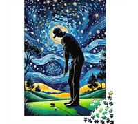 Starry Night Golfer 1000 Piece Jigsaw Puzzle Paper for Adults Tranquil Night View Relaxing 70x50cm/1000pcs
