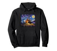 Starry Night Guitar Cosmic Cat Night Sky Guitar Pullover Hoodie