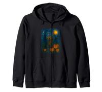 Starry Night Halloween Raccoon Shirt Funny Pumpkin Van Gogh Zip Hoodie