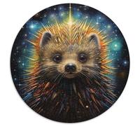 Starry Night Hedgehog 1000 Pieces Puzzle Gifts Round Jigsaw Puzzle 1000 Pieces Fun at Home Activities, Birthday Present, Travel Gifts (67.5x67.5cm)