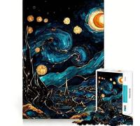 Starry Night Inspired Abstract Landscape 1000 Pieces Jigsaw Puzzles for Adults Smart Game Stress Release Pattern Assembly Xmas Surprise 38x52cm