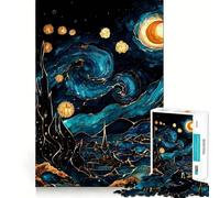Starry Night Inspired Abstract Landscape Jigsaw Puzzles for Teenagers 1000 Piece Mind Skill Toy Simple Fun Design Assembly Memorable Gift 50x75cm