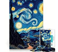 Starry Night Inspired Landscape 1000 Piece Jigsaw Puzzle for Teenagers Brain Challenge Toy Relax Time Precise Cut Art Display 38x52cm