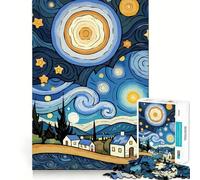 Starry Night Inspired Landscape Jigsaw Puzzles for Adults 1000 Pieces Pure Logic Toy Stress Free Sharp Cut Santa Wish Item 50x75cm