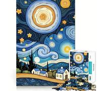Starry Night Inspired Landscape Jigsaw Puzzles for Adults1000 Pieces Smart Toy Soothing Play Accurate Cut Art Collectible 38x52cm