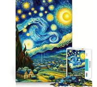 Starry Night Inspired Landscape Jigsaw Puzzles for Teenagers 1000 Piece Clear Logic Toy Peaceful Fun Perfect Cut Warm Surprise 38x52cm
