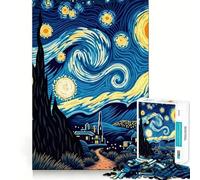 Starry Night Inspired Landscape Jigsaw Puzzles for Teenagers 1000 Piece Mind Skill Toy Simple Fun Design Assembly Memorable Gift 50x75cm