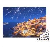Starry Night Jigsaw Puzzles 1000Pc Recycled Material Cliff Town Puzzles for Elderly Puzzle Game Props Interesting Family Game Props for Adults 70x50cm/1000pcs