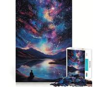 Starry Night Lake 1000 Piece Jigsaw Puzzles for Adults Teenagers Thought Toy Leisure Time Accurate Edge Wall Art Decor 50x75cm