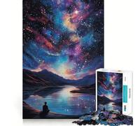 Starry Night Lake 1000 Piece Jigsaw Puzzles for Adults Teenagers Thought Toy Leisure Time Accurate Edge Wall Art Decor 38x52cm