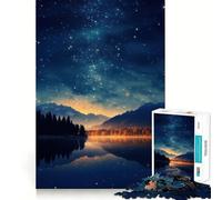 Starry Night Lake Landscape Jigsaw Puzzle for Adults 1000 Pieces Smart Game Tension Relief Pattern Assembly Heartfelt Gift 38x26cm