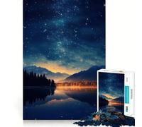 Starry Night Lake Landscape Jigsaws 1000 Pieces for Adults Mind Exercise Toy Stress Relief Design Assembly Elegant Gift 38x52cm
