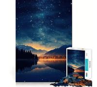 Starry Night Lake Landscape Teenagers 1000 Piece Jigsaw Puzzle Strong Logic Toy Leisure Fun Clear Edge Art Collectible 50x75cm