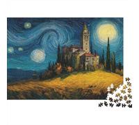 Starry Night Landscape 1000 Pc Eco-friendly Paper Premium Jigsaw Puzzle Adults Educational Game Decompression Wall Decoration Gifts 52x38cm/1000pcs