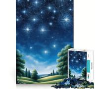 Starry Night Landscape 1000 Piece Jigsaw Puzzles for Teenagers Reason Skill Toy Quiet Calm Exact Cut Xmas Surprise 38x52cm