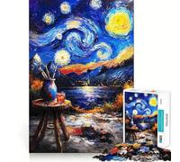 Starry Night Landscape 1000 Teenager Pieces Jigsaw Puzzle Brain Challenge Toy Home Activity Clear Cut Heartfelt Gift 38x26cm