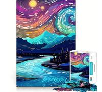 Starry Night Landscape Hard Jigsaw Puzzle for Adults 1000 Pieces Smart Toy Casual Fun Accurate Cut Artistic Gift 38x52cm